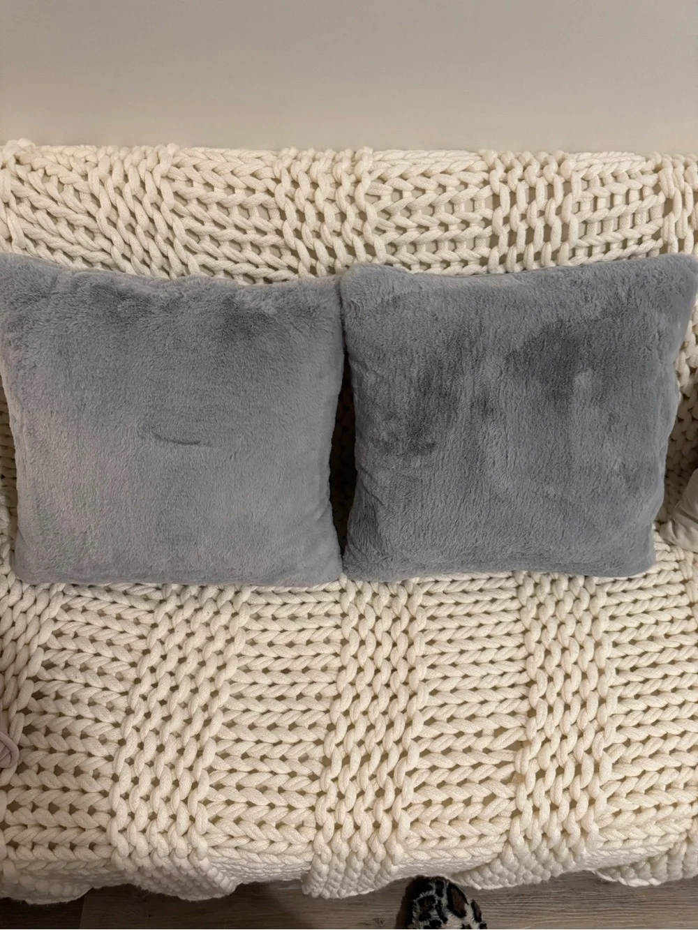 Set of 2 Plush Gray Decorative Throw Pillows 18x18
